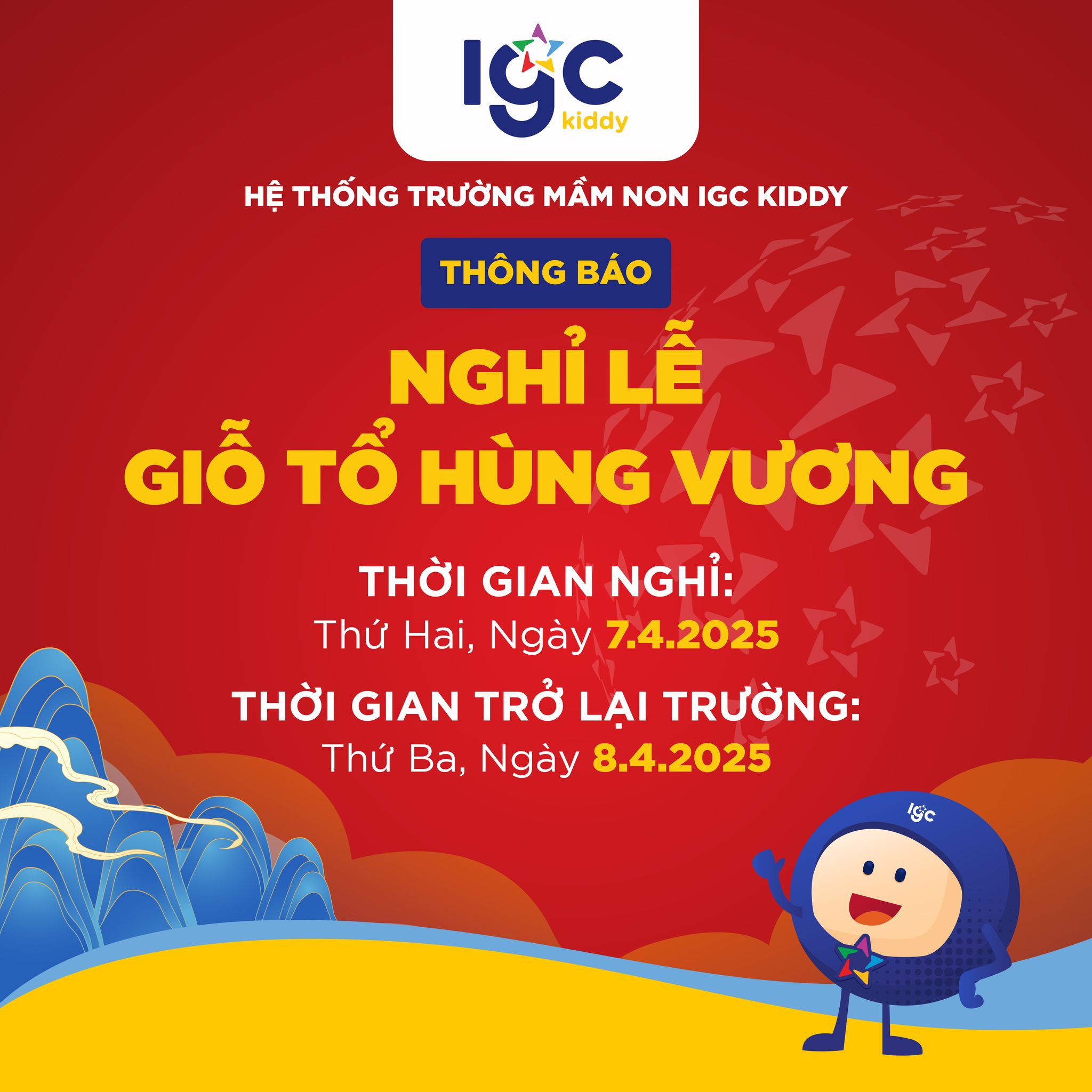 THÔNG BÁO NGHỈ LỄ GIỖ TỔ HÙNG VƯƠNG